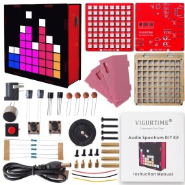 VIGURTIME DIY Music Spectrum Soldering Project Kit, Music Active Pickups with Cool Animation and Pixel Arts for Fun8x8 RGB Display, Great STEAM Project Kit and Gift for Friends and Family