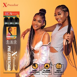 Sensationnel X-pression prestretched braiding hair - 3x braid 58 inch all kanekalon flame retardant synthetic braid for box braids and twists (5 pack, 4 MEDBROWN)