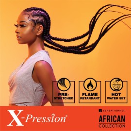 Sensationnel X-pression prestretched braiding hair - 3x braid 58 inch all kanekalon flame retardant synthetic braid for box braids and twists (5 pack, 4 MEDBROWN)