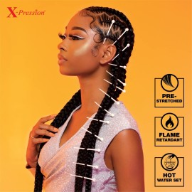 Sensationnel X-pression prestretched braiding hair - 3x braid 58 inch all kanekalon flame retardant synthetic braid for box braids and twists (5 pack, 4 MEDBROWN)
