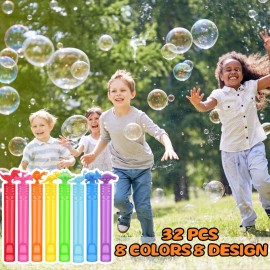 32 Pack Bubble for Kids Party Favors, 8 Style Mini Bubble Wands with Gift Box, Dinosaur Toys Bulk for Carnival Prizes Goodie Bag Stuffers Supplies, Birthday Bath Time Bubbles Blower Toy for Girl Boy
