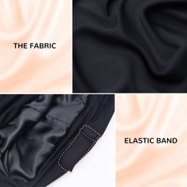 ingeware Silky Bonnet for Sleeping, Extra Large Satin Silky Hair Wrap for Sleeping Satin Lined Hair Bonnet Sleep Cap Slouchy Beanie for Curly Hair Protection for Women Men (Black and Dark Grey)