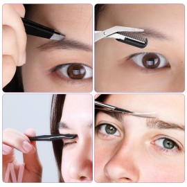 GLOGLOW Eyebrow Kit, 8 in 1 Eyebrow Grooming Kit with Eyebrow Scissors Trimmer Tweezer Spiral Eyebrow Brush Comb Pencil and Storage Bag for Women Men