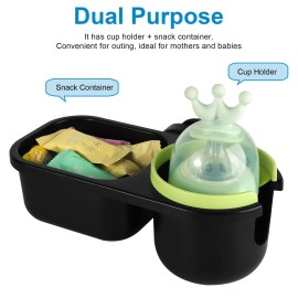 Accmor Stroller Cup Holder with Tray, Universal Cup Holder, Bike Bottle Holder, 361 Rotatable Large Caliber Drinks Holder for Stroller, Bike, Wheelchair, Walker