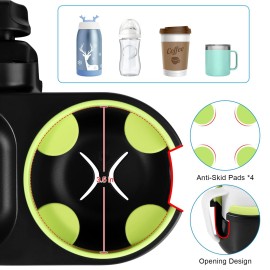 Accmor Stroller Cup Holder with Tray, Universal Cup Holder, Bike Bottle Holder, 361 Rotatable Large Caliber Drinks Holder for Stroller, Bike, Wheelchair, Walker