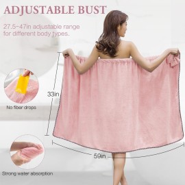 KOIKEY Hair Towel Women Bath Wrap - Adjustable Microfiber Super Absorbent to Quick Drying Hair and Body for Gym, Spa, Sauna and Shower After Body Cover, Pink