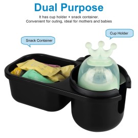 Accmor Stroller Cup Holder with Tray, Universal Cup Holder, Bike Bottle Holder, 360 Rotatable Large Caliber Drinks Holder for Stroller, Bike, Wheelchair, Walker