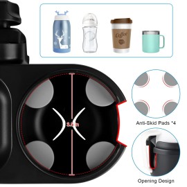 Accmor Stroller Cup Holder with Tray, Universal Cup Holder, Bike Bottle Holder, 360 Rotatable Large Caliber Drinks Holder for Stroller, Bike, Wheelchair, Walker