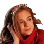 Formery Christmas Letter Headband Gold Santa Claus Hairband Headpiece Reindeer Xmas Party Costume Headwear Hair Accessories for Women and Girls