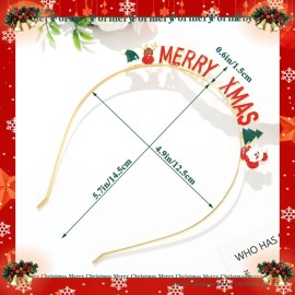 Formery Christmas Letter Headband Gold Santa Claus Hairband Headpiece Reindeer Xmas Party Costume Headwear Hair Accessories for Women and Girls