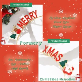 Formery Christmas Letter Headband Gold Santa Claus Hairband Headpiece Reindeer Xmas Party Costume Headwear Hair Accessories for Women and Girls