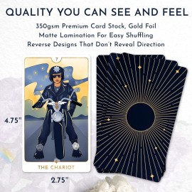 RYVE Awaken Tarot Cards with Guide Book - Modern Tarot Deck Inspired by The Rider Waite Tarot Deck - Tarot Cards for Beginners and Professionals, Beginner Tarot Decks with Guidebook, Tarot Cards Deck