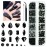 2052Pcs Black Nail Art Rhinestones Kit 72 Multi Shapes Crystal Flatback Rhinestones Gems +1980 Jet Black Round Beads Glass Stones Diamonds Jewels w Tweezer & Wax Pen for Nail Faces Eyes Makeup Crafts