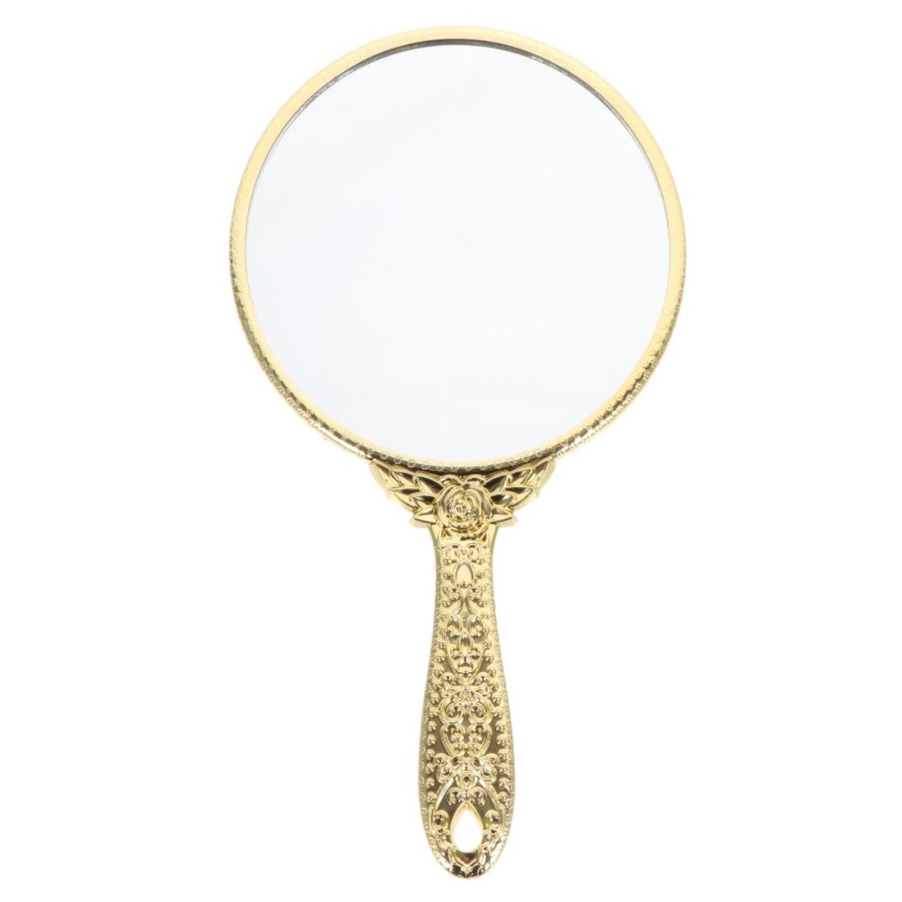 minkissy Hand Held Mirror Hand Mirror Vintage Mirror Handheld Mirror Makeup Mirror Hairdressers Mirror Vanity Mirror Cosmetic Mirror with Handle for Travel Home Salon Golden Retro Handheld Mirror
