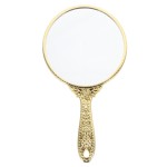 minkissy Hand Held Mirror Hand Mirror Vintage Mirror Handheld Mirror Makeup Mirror Hairdressers Mirror Vanity Mirror Cosmetic Mirror with Handle for Travel Home Salon Golden Retro Handheld Mirror