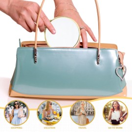 minkissy Hand Held Mirror Hand Mirror Vintage Mirror Handheld Mirror Makeup Mirror Hairdressers Mirror Vanity Mirror Cosmetic Mirror with Handle for Travel Home Salon Golden Retro Handheld Mirror