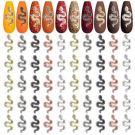 XEAOHESY 50pcs Alloy Snake Nail Charms for Nails Snake Shape Nail Charms Snake Nail Studs for Women Girls Nail Art Decorations0.67 * 0.28inch