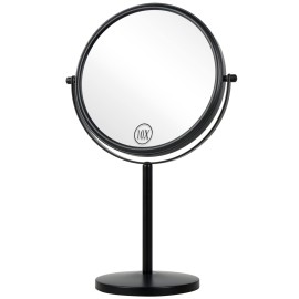 ALHAKIN 10x Magnifying Makeup Mirror, 8 Inch Tabletop Mirror Double Sided with Magnification, Swivel Make Up Mirror for Bathroom, Black