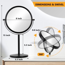ALHAKIN 10x Magnifying Makeup Mirror, 8 Inch Tabletop Mirror Double Sided with Magnification, Swivel Make Up Mirror for Bathroom, Black ALHAKIN 10x Magnifying Makeup Mirror, 8 Inch Tabletop Mirror Double Sided with Magnification, Swivel Make Up Mirror for Bathroom, Black