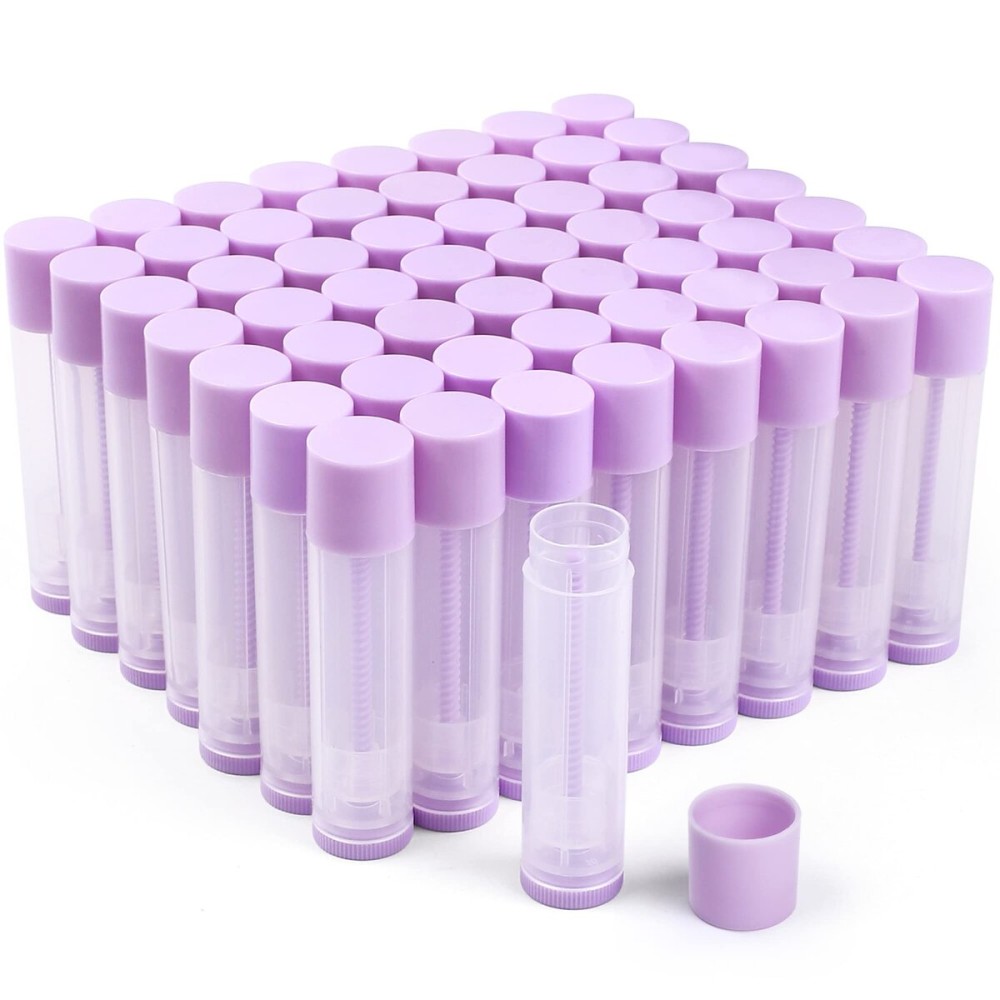 LotFancy Lip Balm Tubes Empty, 60PCS 5.5ml (3/16 Oz), Clear Lip Balm Container Tubes with Purple Caps, BPA Free & Leak Free, Refillable LotFancy Lip Balm Tubes Empty, 60PCS 5.5ml (3/16 Oz), Clear Lip Balm Container Tubes with Purple Caps, BPA Free & Leak Free, Refillable