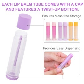 LotFancy Lip Balm Tubes Empty, 60PCS 5.5ml (3/16 Oz), Clear Lip Balm Container Tubes with Purple Caps, BPA Free & Leak Free, Refillable LotFancy Lip Balm Tubes Empty, 60PCS 5.5ml (3/16 Oz), Clear Lip Balm Container Tubes with Purple Caps, BPA Free & Leak Free, Refillable