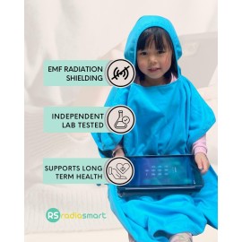 Radia Smart EMF Protection Children Hooded Poncho - Radiation Blanket, Wearable Faraday Blanket, RF Shielding, WiFi Blocker, Protection Clothing Blue