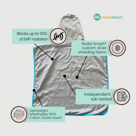 Radia Smart EMF Protection Children Hooded Poncho - Radiation Blanket, Wearable Faraday Blanket, RF Shielding, WiFi Blocker, Protection Clothing Blue