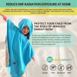 Radia Smart EMF Protection Children Hooded Poncho - Radiation Blanket, Wearable Faraday Blanket, RF Shielding, WiFi Blocker, Protection Clothing Blue