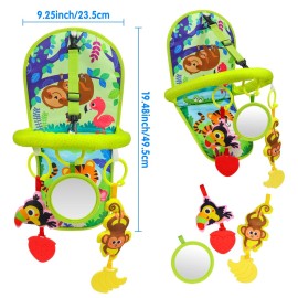 OKOOKO Car Seat Toy Rear Facing Car Seat Toy Baby Travel Toy Kick and Play with Baby Mirror Thickened Pad Adjustable Sensory Toy for Newborn Infant