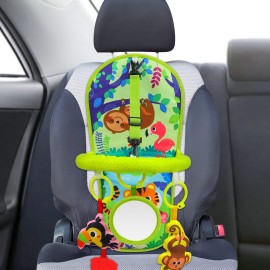 OKOOKO Car Seat Toy Rear Facing Car Seat Toy Baby Travel Toy Kick and Play with Baby Mirror Thickened Pad Adjustable Sensory Toy for Newborn Infant