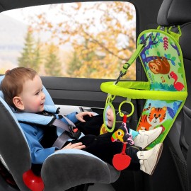 OKOOKO Car Seat Toy Rear Facing Car Seat Toy Baby Travel Toy Kick and Play with Baby Mirror Thickened Pad Adjustable Sensory Toy for Newborn Infant