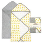 Zutano Hooded Baby Towels, Organic Cotton Baby Bath Towel, Ultra Soft and Absorbent Baby Towel for Newborn and Infant | Girl, Boy, and Unisex Towel Set, Rubber Duckies, 2-Pack