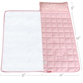 Toddler Nap Mat 2 Pack for Girls, Nap Mat for Kids Preschool, Daycare and Fleece Minky Blanket, Lightweight, Soft, Pink with Star and Lovely Floral
