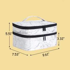 ZFZGFRCS Nail Polish Organizer- Holds 30 Bottles Nail Supply Organizers and Storage Double-layer Nail Bag Organizer Case Nail varnish Organizer Nail Polish Storage Bag with Handle (White-a)