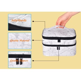 ZFZGFRCS Nail Polish Organizer- Holds 30 Bottles Nail Supply Organizers and Storage Double-layer Nail Bag Organizer Case Nail varnish Organizer Nail Polish Storage Bag with Handle (White-a)