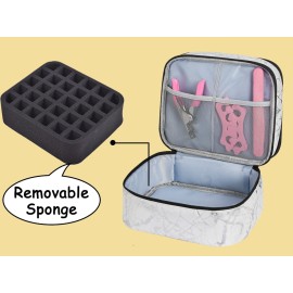 ZFZGFRCS Nail Polish Organizer- Holds 30 Bottles Nail Supply Organizers and Storage Double-layer Nail Bag Organizer Case Nail varnish Organizer Nail Polish Storage Bag with Handle (White-a)