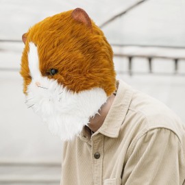 PartyHop Plush Cat Head Mask Cute Kitten Animal Latex Realistic Full Head Masks Fancy Dress for Halloween Carnival Costume Party