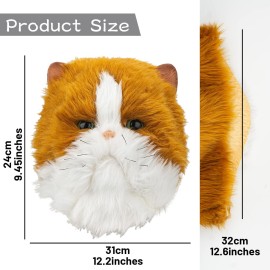 PartyHop Plush Cat Head Mask Cute Kitten Animal Latex Realistic Full Head Masks Fancy Dress for Halloween Carnival Costume Party