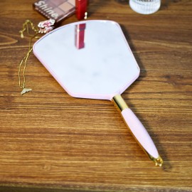 YCHMIR Handheld Mirror with HandleBarber Hairdressing Handheld Mirrorfor for Salon (Pink)