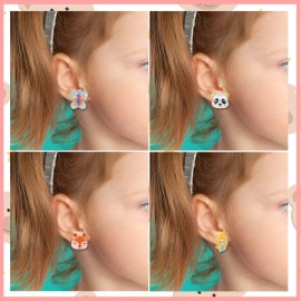 DEVIENG Clip On Earrings for Girls, No Pierced Design Hypoallergenic Kids Clips Earrings Sets Suitable for Ages 4-12 Little Girls Cute Small Stud Earring Jewelry Gifts(Clip On Earrings-24 Pairs)