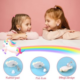 DEVIENG Clip On Earrings for Girls, No Pierced Design Hypoallergenic Kids Clips Earrings Sets Suitable for Ages 4-12 Little Girls Cute Small Stud Earring Jewelry Gifts(Clip On Earrings-24 Pairs)