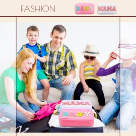 Sanwuta 2 Pieces Mama Gifts Makeup Bag Mom Birthday Gifts Nylon Cosmetic Bag Mothers Day Appreciation Toiletry Preppy Patch Chenille Letter Pouch for Women Her New Mom(White, Pink,Baby and Mama)
