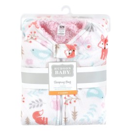 Hudson Baby Unisex Baby Mink with Sherpa Inner Sleeping Bag, Sack, Blanket, Girl Woodland, 18-24 Months