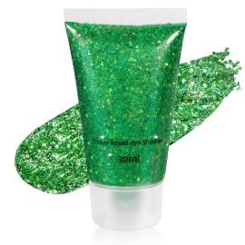 Mysense Green Body Glitter Gel,St Patricks Day Outfit Accessories for Women Girls,Chunky Mermaid Glitter Sequins for Face Eye Hair Decorations,Festival Rave Sparkling Glitter Makeup,30g