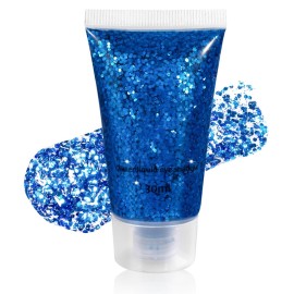 Mysense Royal Blue Body Glitter Gel, Singer Concerts Face Hair Glitter Makeup, Music Festival Rave Accessories, Chunky Glitter Mermaid Sequins, Sparkling Face Paint for Women Girls, 30g