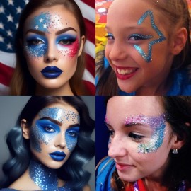 Mysense Royal Blue Body Glitter Gel, Singer Concerts Face Hair Glitter Makeup, Music Festival Rave Accessories, Chunky Glitter Mermaid Sequins, Sparkling Face Paint for Women Girls, 30g