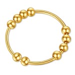 Jacruces Sterling Silver Anxiety Rings Fidget Ring for Women & Men Silver/Gold Thumb Rings with Beads Spinning Spinner Ring Stress Relief Anxiety Fidget Jewelry Ideal Gift, Size 8