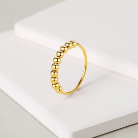 Jacruces Sterling Silver Anxiety Rings Fidget Ring for Women & Men Silver/Gold Thumb Rings with Beads Spinning Spinner Ring Stress Relief Anxiety Fidget Jewelry Ideal Gift, Size 8