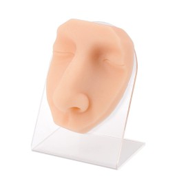 SimCoach Soft Silicone Face Model with Acrylic Stand, Piercing Practice Body Parts, Piercing Face Model for Jewelry Display