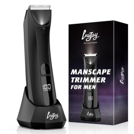 INVJOY Manscape Body & Pubic Hair Trimmer for Men w/Light - No Nick, No Cut, Balls Trimmer - No Razor Burn Groin, Body Groomer Shaver, IPX7 Waterproof Electric Razor w/Recharge Dock, Gift for Men Dad